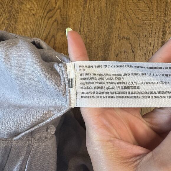 Abercrombie & Fitch Women’s Linen Blend Wide Leg Pants Taupe Grey Size XS Short - Picture 7 of 7